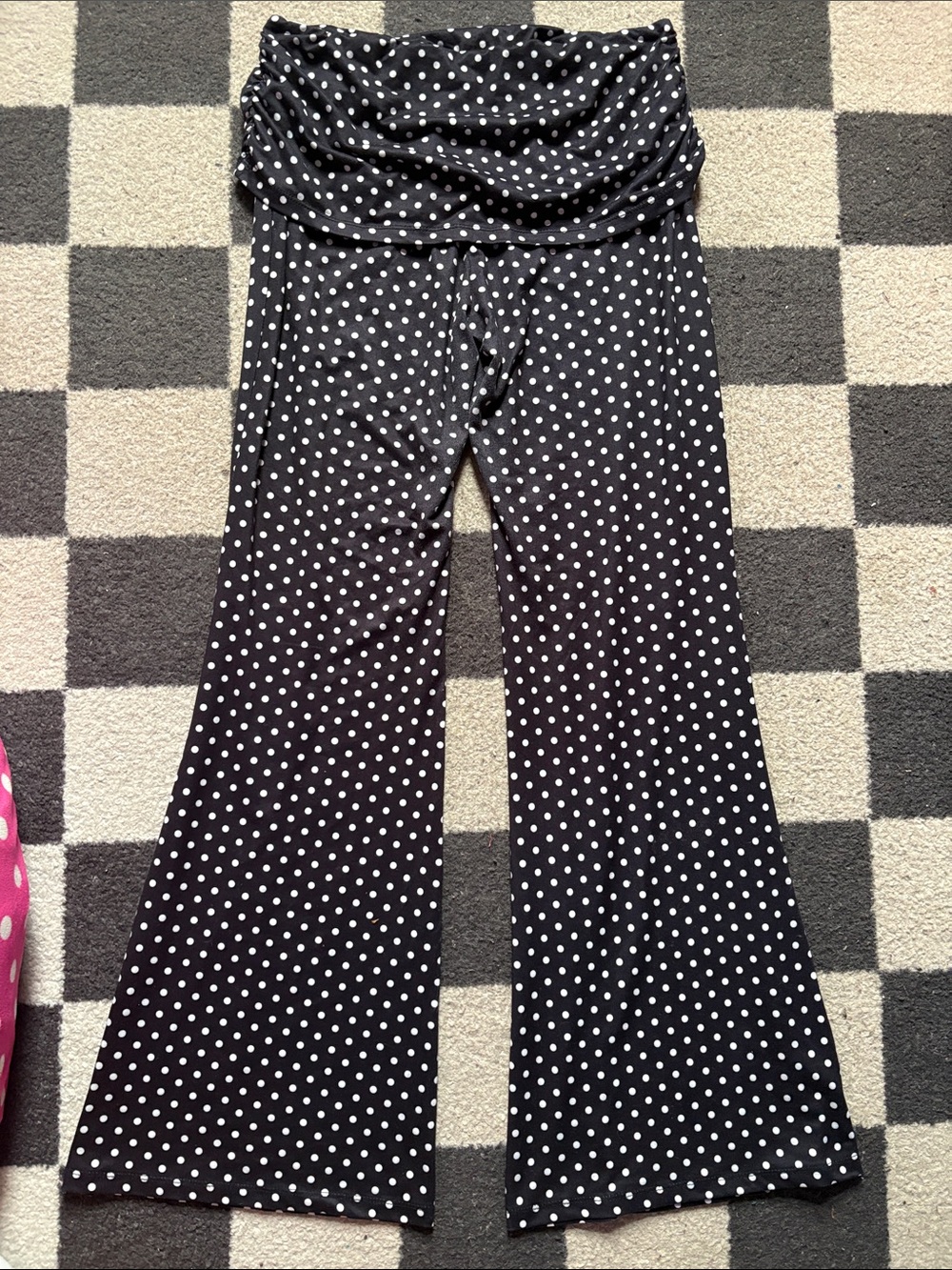 Black Polka Dot Fold-Over Waist Leggings